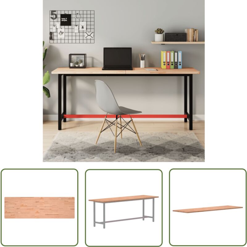 The Living Store - Dessus de bureau 180x55x2,5 cm bois massif de hêtre - Plateau De Bureau - Dessus De Table - Meuble De Salon - Mobilier Intérieur