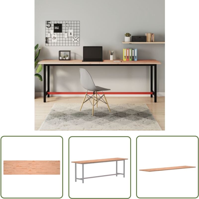 The Living Store - Dessus de bureau 220x55x2,5 cm bois massif de hêtre - Plateau De Bureau - Dessus De Table - Meuble De Salon - Mobilier Moderne