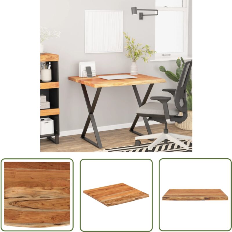 The Living Store - Dessus de bureau carré bois massif d'acacia bordure assortie - Plateau De Bureau - Dessus De Table - Acacia Massif - Design