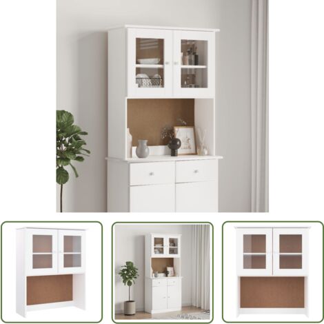 The Living Store Dessus de commode ALTA blanc 77x30x92 cm bois massif de pin - Meuble De Rangement - Buffet - Meuble TV - Commode - Bibliothèque