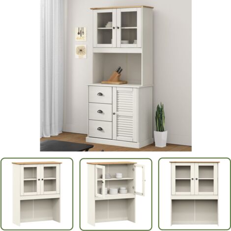 The Living Store Dessus de commode VIGO blanc 78x30x100 cm bois massif de pin - Meuble De Rangement - Buffet - Meuble De Salon - Dessus De Commode - Étagère Ouverte
