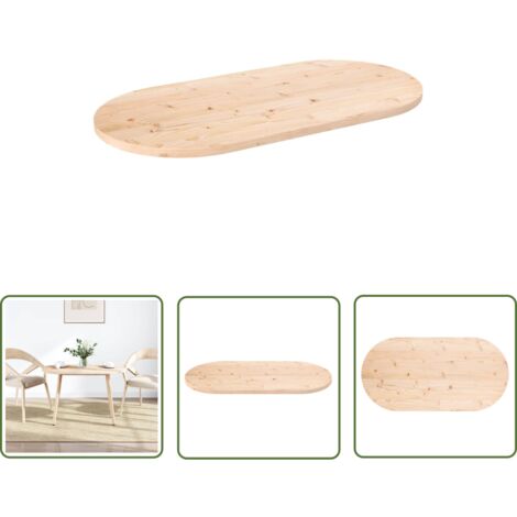The Living Store Dessus de table 100x50x2,5 cm bois de pin massif ovale - Dessus De Table - Plateau De Table - Bois De Pin - Table Basse - Table D'appoint