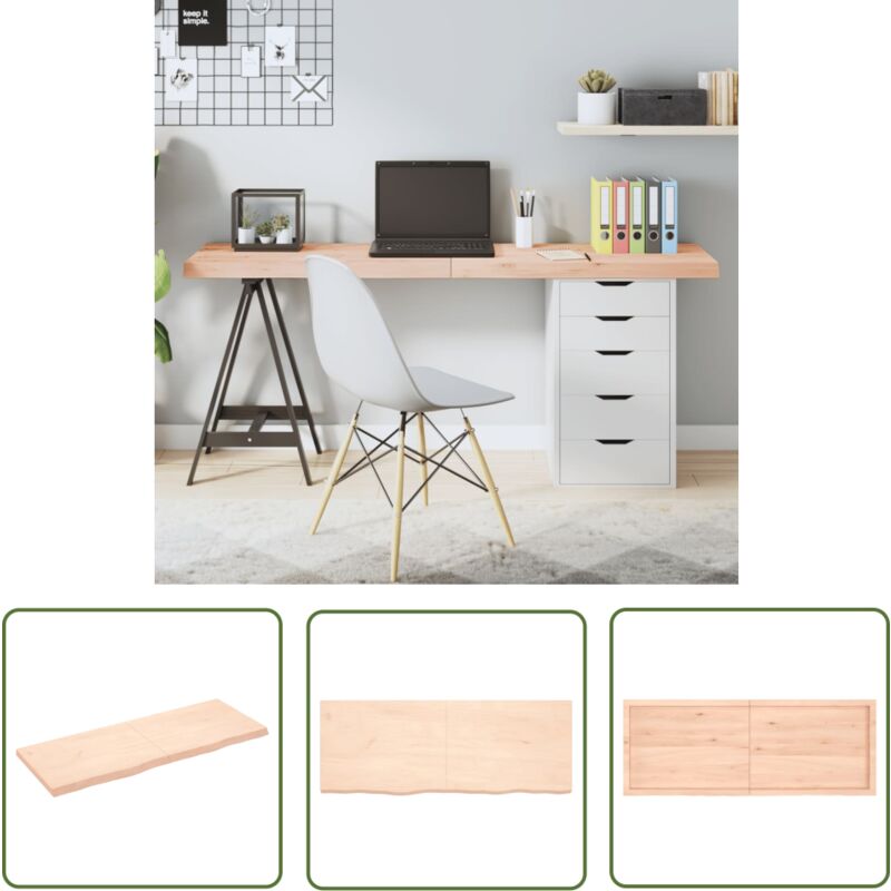 The Living Store - Dessus de table 160x60x(2-6) cm bois de chêne massif non traité - Dessus De Table - Plateau De Table - Table En Bois - Chêne