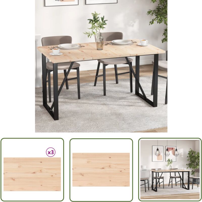 The Living Store - Dessus de table 3 pcs 80x47x2,5cm rectangulaire bois pin massif - Dessus De Table - Plateau De Table - Bois Massif - Design