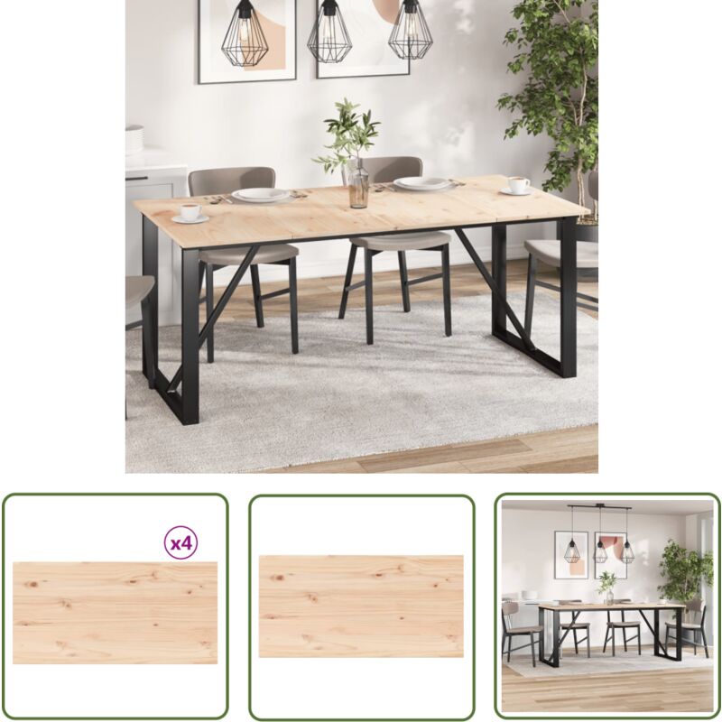 The Living Store - Dessus de table 4 pcs 90x45x1,7cm rectangulaire bois pin massif - Dessus De Table - Plateau De Table - Bois Massif - Pin - Design