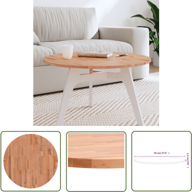 Dessus de table Ø70x1,5 cm rond bois massif de hêtre - Dessus De Table - Table Basse - Bois Massif - Hêtre - Plateau De Table - The Living Store