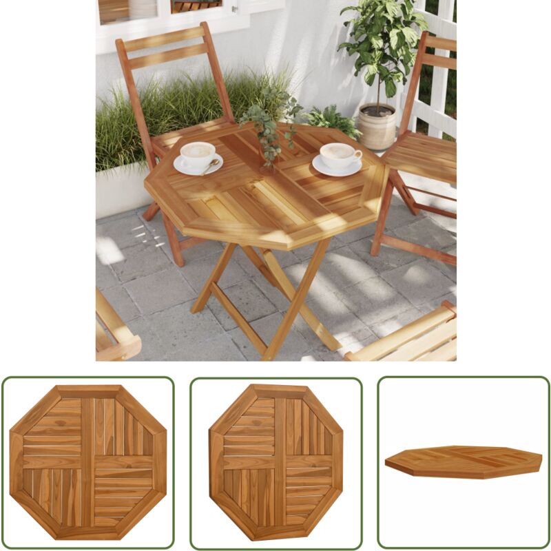 The Living Store - Dessus de table 70x70x2,5 cm octogonal bois de teck massif - Dessus De Table - Table De Jardin - Bois De Teck - Design Rustique
