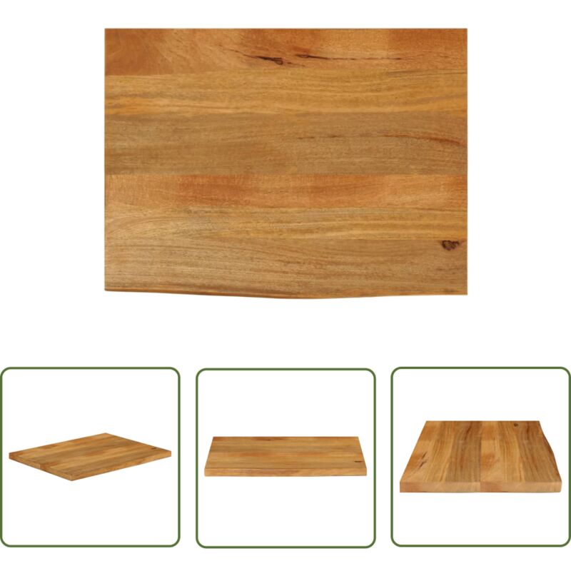 The Living Store - Dessus de table à bord vivant 90x60x2,5 cm bois massif manguier - Dessus De Table - Table Basse - Plateau De Table - Bois Massif