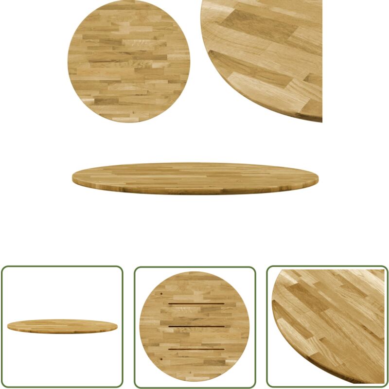 The Living Store - Dessus de table Bois de chêne massif Rond 23 mm 600 mm - Dessus De Table - Plateau De Table - Bois De Chêne - Table Ronde - Meuble
