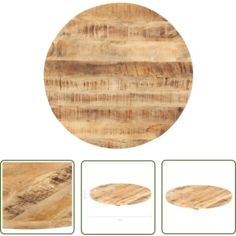 The Living Store Dessus de table Bois de manguier solide Rond 25-27 mm 70 cm - Dessus De Table - Table Ronde - Bois Massif - Manguier - Design Industriel
