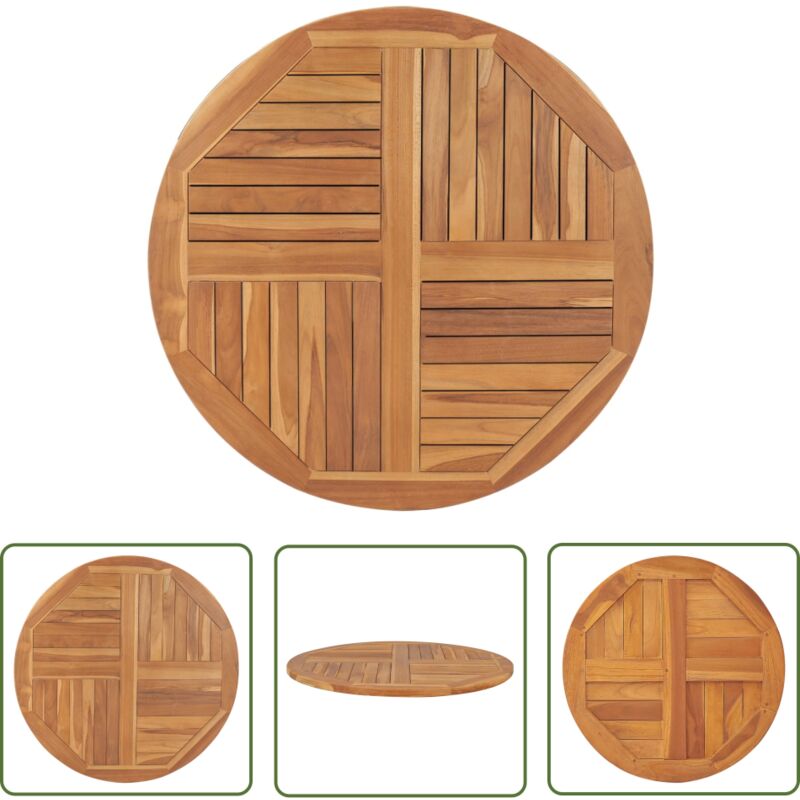 The Living Store - Dessus de table Bois de teck solide Rond 2,5 cm 90 cm - Dessus De Table - Plateau De Table - Bois De Teck - Table Ronde - Mobilier