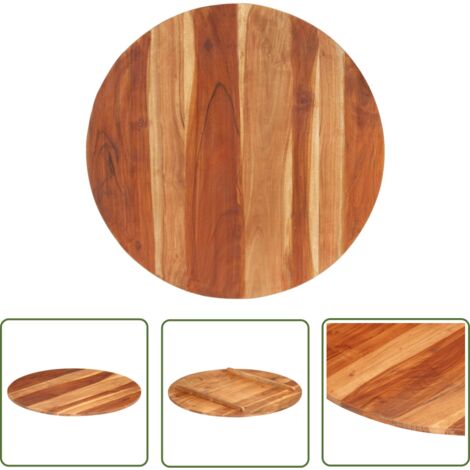 The Living Store Dessus de table bois massif d'acacia rond 15-16 mm 80 cm - Dessus De Table - Table Ronde - Acacia Massif - Meuble De Salle À Manger - Plateau De Table