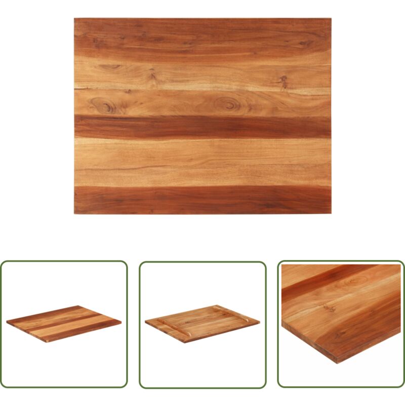 The Living Store - Dessus de table bois massif d'acacia 25-27 mm 70x90 cm - Dessus De Table - Table En Bois - Acacia Massif - Plateau De Table