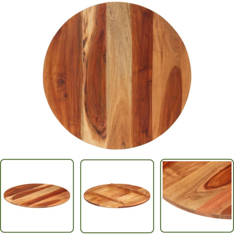 The Living Store - Dessus de table bois massif d'acacia rond 15-16 mm 60 cm - Dessus De Table - Table Ronde - Acacia Massif - Plateau De Table
