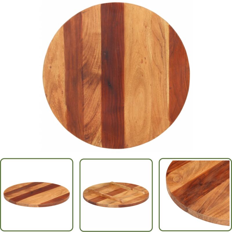 The Living Store - Dessus de table bois massif d'acacia rond 25-27 mm 60 cm - Dessus De Table - Plateau De Table - Acacia Massif - Meuble De Salle à