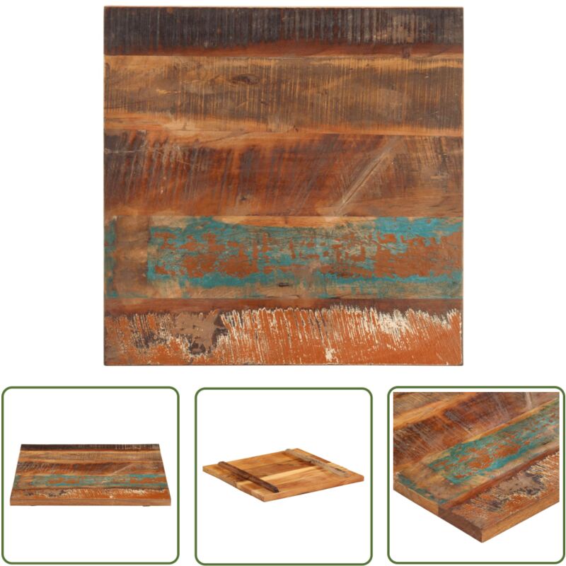 The Living Store - Dessus de table carré 60x60 cm 25-27 mm Bois de récupération - Dessus De Table - Bois Recyclé - Plateau De Table - Meuble Rustique