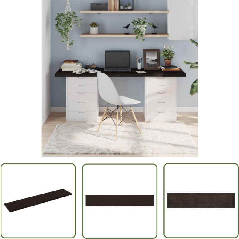 The Living Store - Dessus de table marron foncé bois chêne massif traité - Dessus De Table - Plateau De Table - Table En Bois - Chêne Massif - Meuble