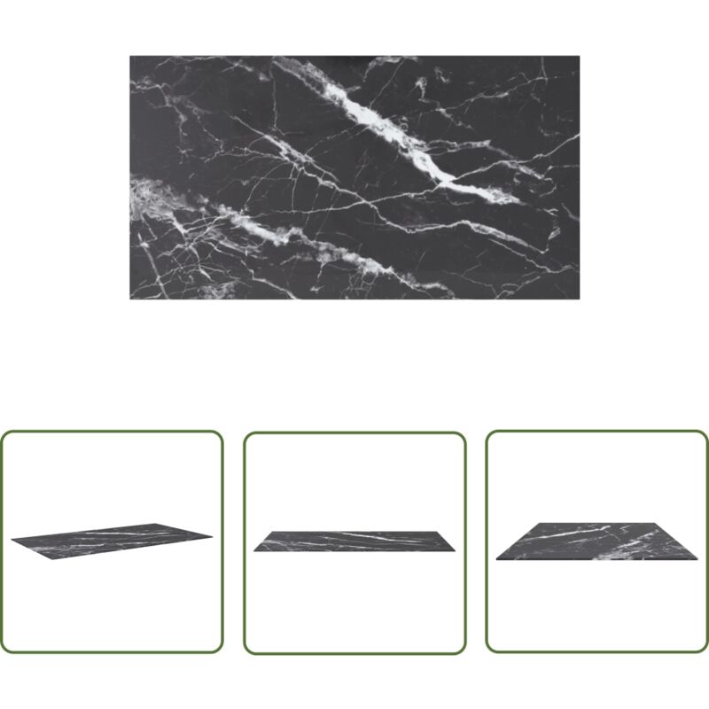 The Living Store - Dessus de table noir 120x65 cm 8 mm verre trempé design marbre - Dessus De Table - Plateau De Table - Verre Trempé - Design Marbre