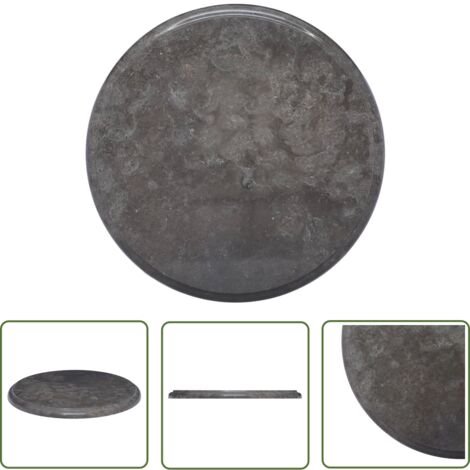 The Living Store Dessus de table Noir Ø40x2,5 cm Marbre - Plateau De Table - Dessus De Table - Marbre - Décoration Intérieure - Meuble De Salle À Manger