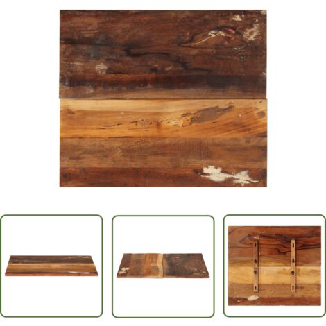 The Living Store Dessus de table rectangulaire 60x70 cm 15-16 mm Bois récupéré - Plateau De Table - Dessus De Table - Bois Recyclé - Meuble Vintage - Décoration Intérieure