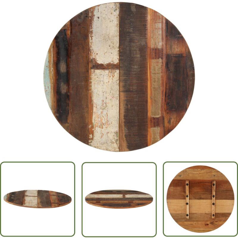 Prolenta Premium - The Living Store Dessus de table rond 70 cm 15-16 mm Bois de récupération - Dessus De Table - Bois Recyclé - Plateau De Table