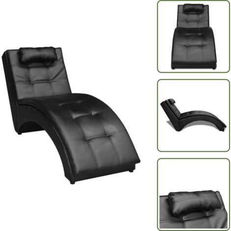 The Living Store Diván con almohada de cuero sintético negro - Diván negro