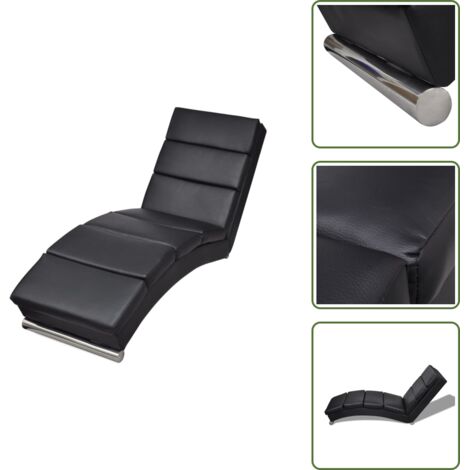 The Living Store Diván de cuero sintético negro - Chaise lounge