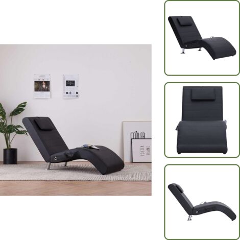 The Living Store Diván de masaje con almohada de cuero sintético negro - Masaje en casa