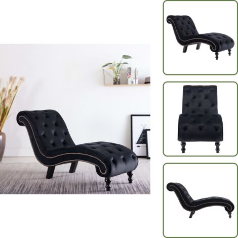 The Living Store Diván de terciopelo negro - Diván ergonómico
