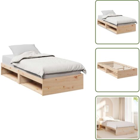 The Living Store Diván sin colchón 75x190 cm madera maciza de pino - Cama de madera