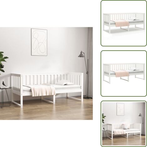 The Living Store Diván sin colchón blanco 75x190 cm madera maciza de pino - Sofá cama
