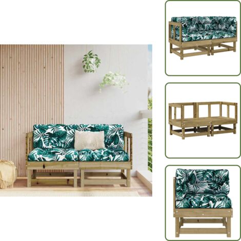 The Living Store Divani Angolari con Cuscini 2 pz in Legno Impregnato di Pino - Divano angolare