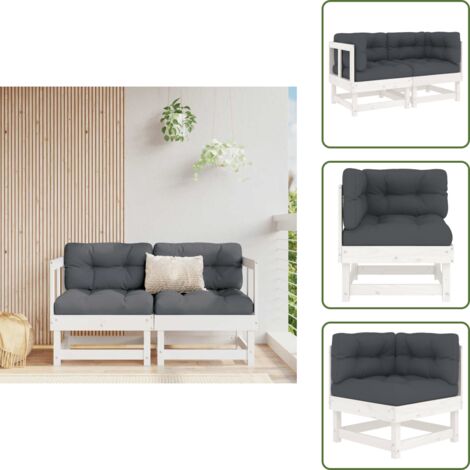 The Living Store Divani Angolari con Cuscini 2 pz Legno Massello di Pino Bianco - Divano in legno