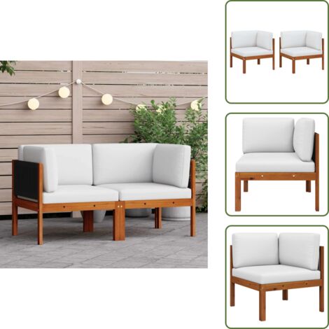 The Living Store Divani Angolari da Giardino 2 pz con Cuscini in Legno di Acacia e Corda - Divani angolari