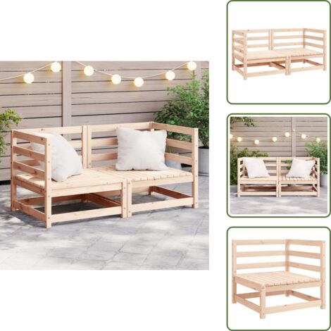 The Living Store Divani Angolari da Giardino 2 pz in Legno Massello di Pino - Divano angolare