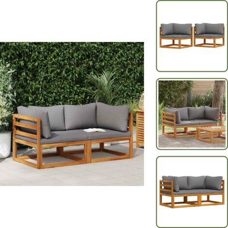 The Living Store Divani Angolari Modulari 2 pz con Cuscini Grigio Scuro - Divano esterno