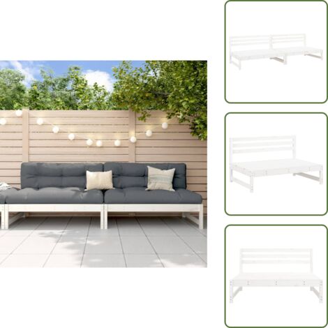 The Living Store Divani Centrali Giardino 2pz Bianchi 120x80cm Massello Pino - Divano in legno