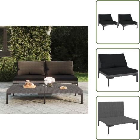 The Living Store Divani da Giardino 2pz con Cuscini in Polyrattan Mezzo Tondo - Sedute da esterno