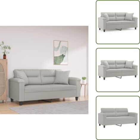 The Living Store Divano 2 Posti Cuscini Grigio Chiaro 140 cm Tessuto Microfibra - Cuscini decorativi