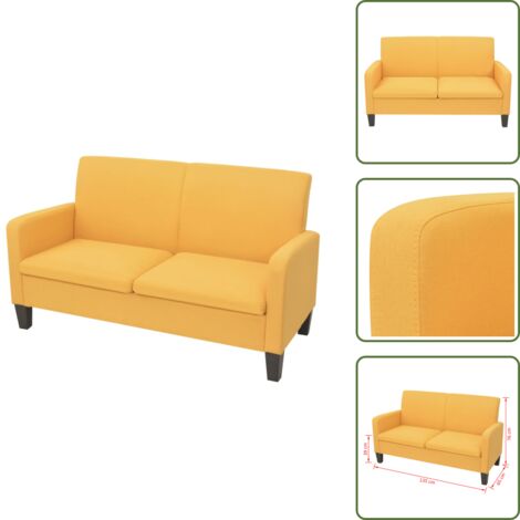 The Living Store Divano a 2 Posti 135x65x76 cm Giallo - Divano in legno