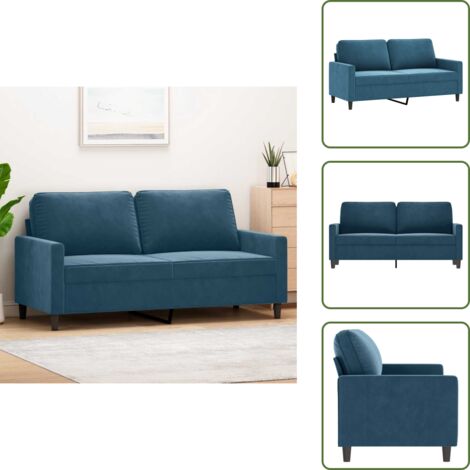 The Living Store Divano a 2 Posti Blu 140 cm in Velluto - Divano in velluto