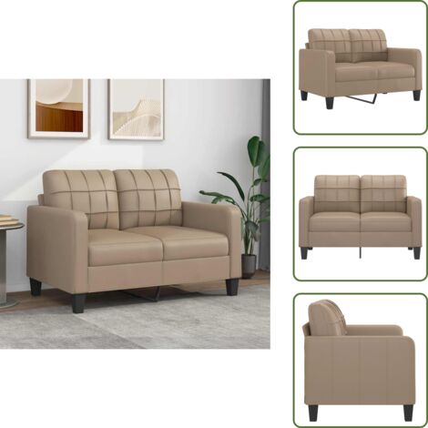 The Living Store Divano a 2 Posti Cappuccino 140 cm in Similpelle - Similpelle