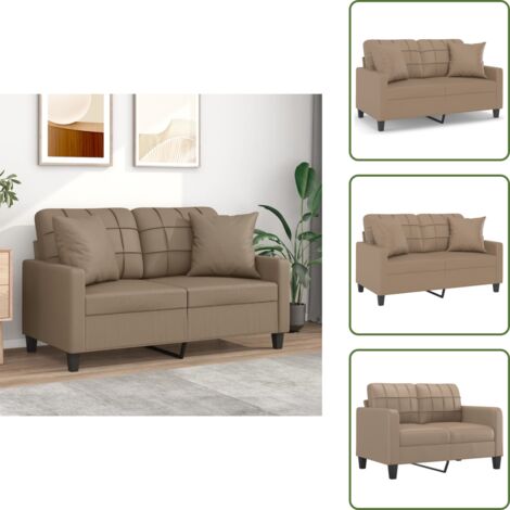 The Living Store Divano a 2 Posti con Cuscini Cappuccino 120 cm in Similpelle - Similpelle