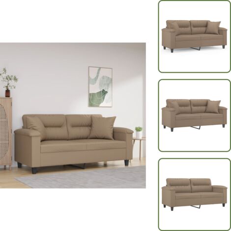 The Living Store Divano a 2 Posti con Cuscini Cappuccino 140 cm in Similpelle - Cuscini decorativi