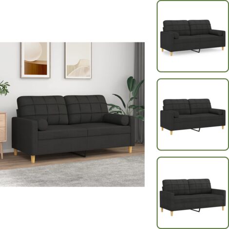 The Living Store Divano a 2 Posti con Cuscini Tortora 140 cm in Tessuto - Cuscino decorativo