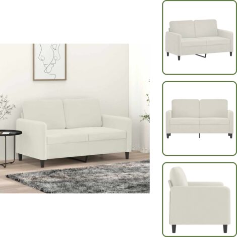 The Living Store Divano a 2 Posti crema 120 cm in Velluto - Divano in velluto