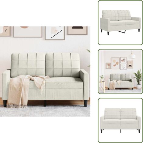The Living Store Divano a 2 Posti crema 120 cm in Velluto - Divano in velluto