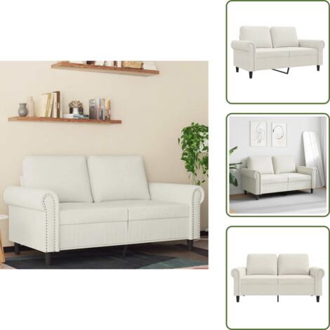The Living Store Divano a 2 Posti crema 120 cm in Velluto - Divano in velluto