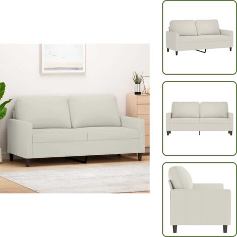 The Living Store Divano a 2 Posti crema 140 cm in Velluto - Velluto