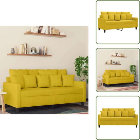 The Living Store Divano a 2 Posti giallo 140 cm in Velluto - Divano in velluto